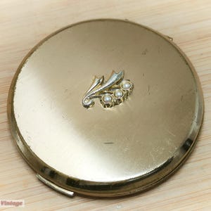 Espejo compacto para maquillaje/polvo Stratton AS SEEN en tono dorado con joyas, estilo vintage, de 1 litro, compacto vintage, espejo de mano, tocador vintage.