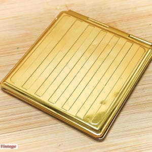 Plastic art deco style square gold Handbag Double Mirror Collectable Compact compact mirror, vintage compact, handheld mirror, vanity