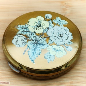 Rustic Floral/Flowers-Vintage Ladies Powder Compact -cte, compact mirror, vintage compact, handheld mirror, vintage vanity