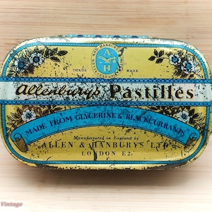 Allenburys pastilles keelsnoepjes-eerste hulp/chemicus/apotheek vintage blikje-1ma