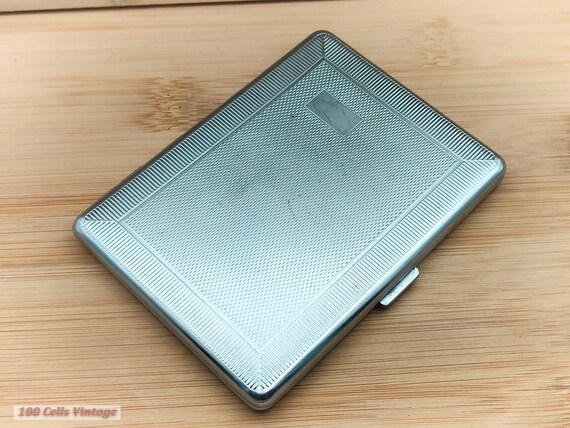 Emubrite Art Deco Silver Tone Vintage Cigarette Case-tobacciana