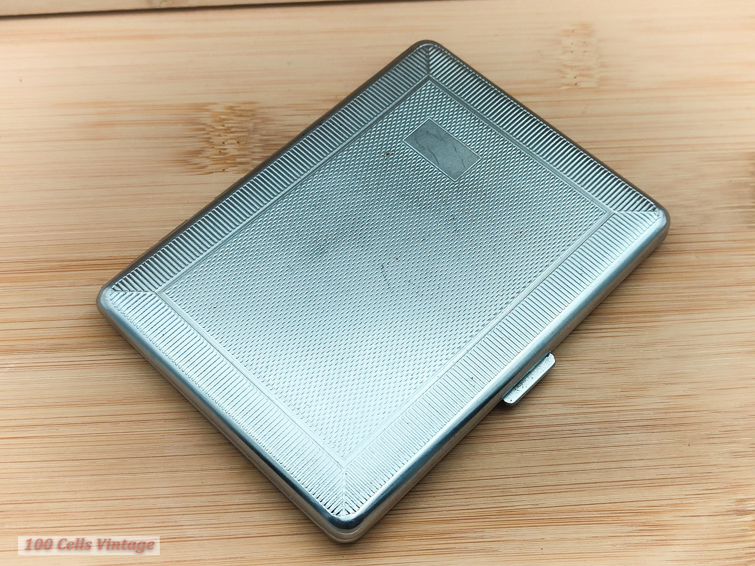 emubrite cigarette case Emubrite Art Deco Silver Tone Vintage Cigarette Case-tobacciana-1in