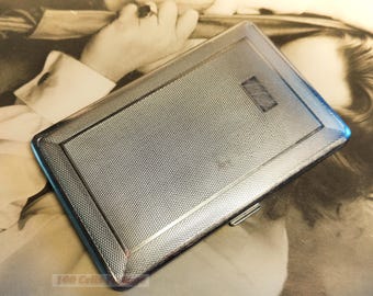 sylva chrome cigarette case Vintage Emu Brand 1950s Art Deco Style Made in England Chrome Case Business Card Holder Gift  Ready to Own 