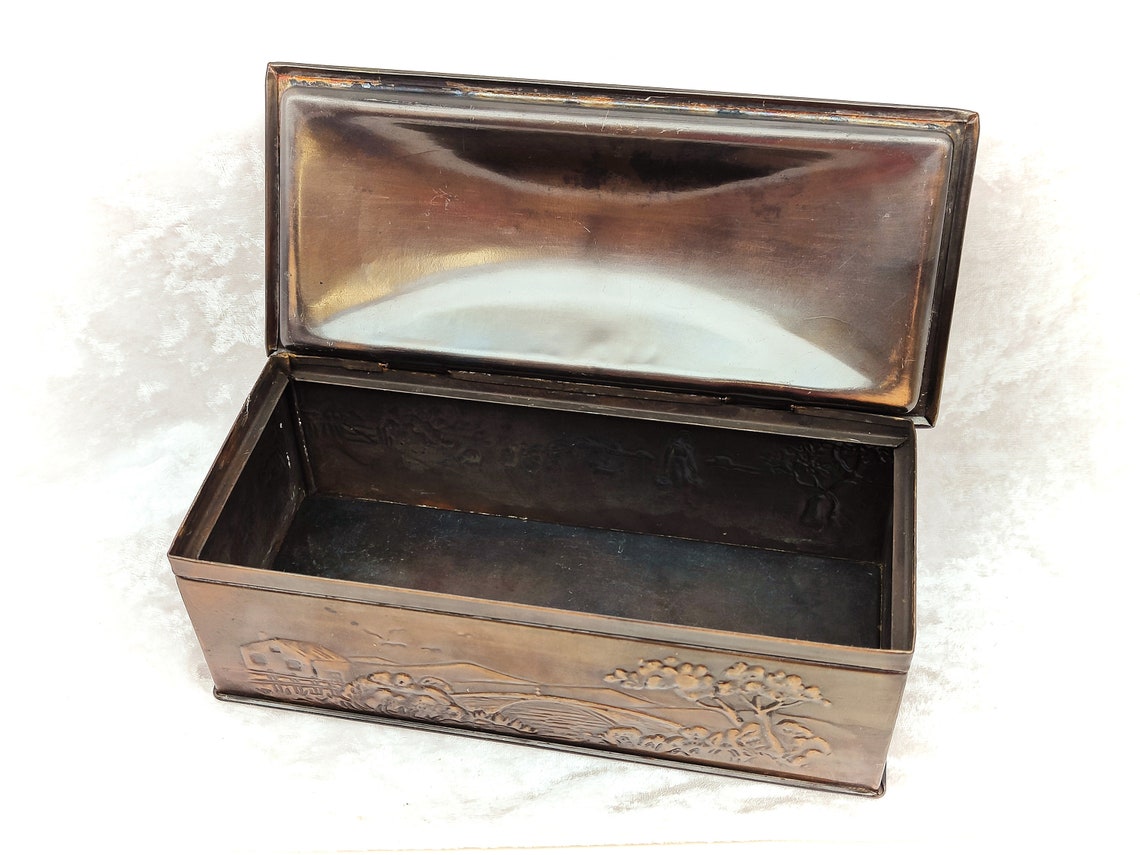 Vintage Copper Jewellery/Trinket/Storage Box/TinEmbossed Etsy