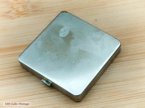 Coty Small Square Silver Tone-vintage Make Up/powder Compact  display picture 2