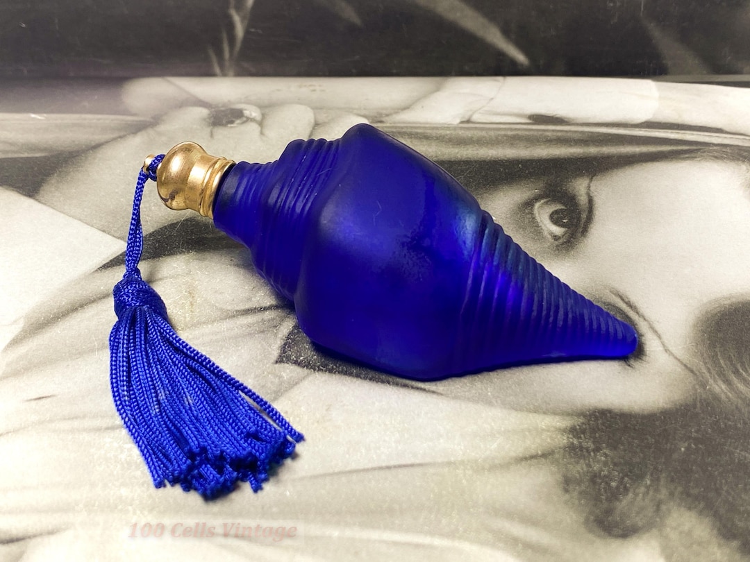 Cobalt Blue Seashell 8cm-vintage Glass Perfume/scent Bottle-0b - Etsy