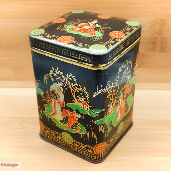 Chinoiserie Asian Style Vintage tea tin-ch