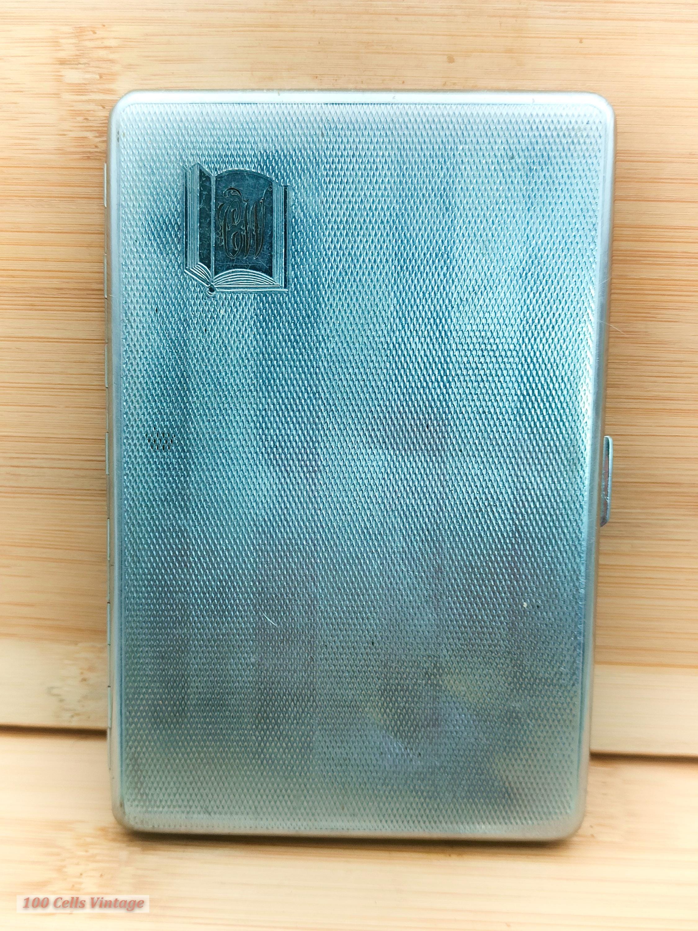 Emu Brand Silver Tone Art Deco Vintage Cigarette Case-tobacciana-205
