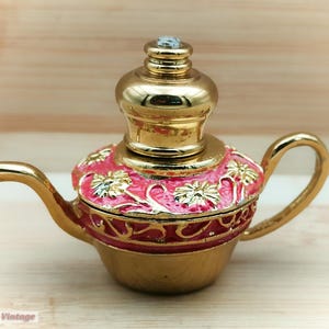 Tiny magic/oil lamp shaped metal-5cm-Vintage Collectable Perfume/Scent Bottle, empty perfume bottle, empty glass bottle