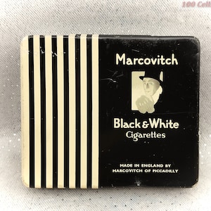 Marcovitch Black & White Cigarettes-air France-vintage Cigarette  Tin-tobacco