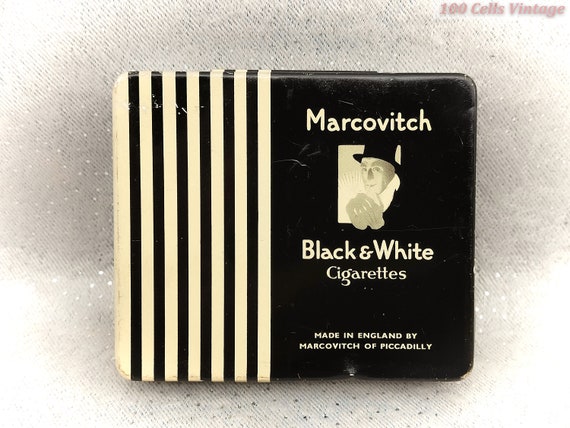 marcovitch black and white cigarettes tin Marcovitch Black & White Cigarettes-air France-vintage Cigarette Tin-tobacco
