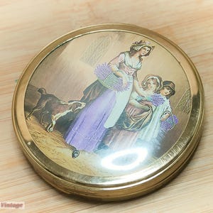 Yardley lady with children-Vintage Make Up/Powder Mirror Compact-1li , vintage compact, handheld mirror, vintage vanity
