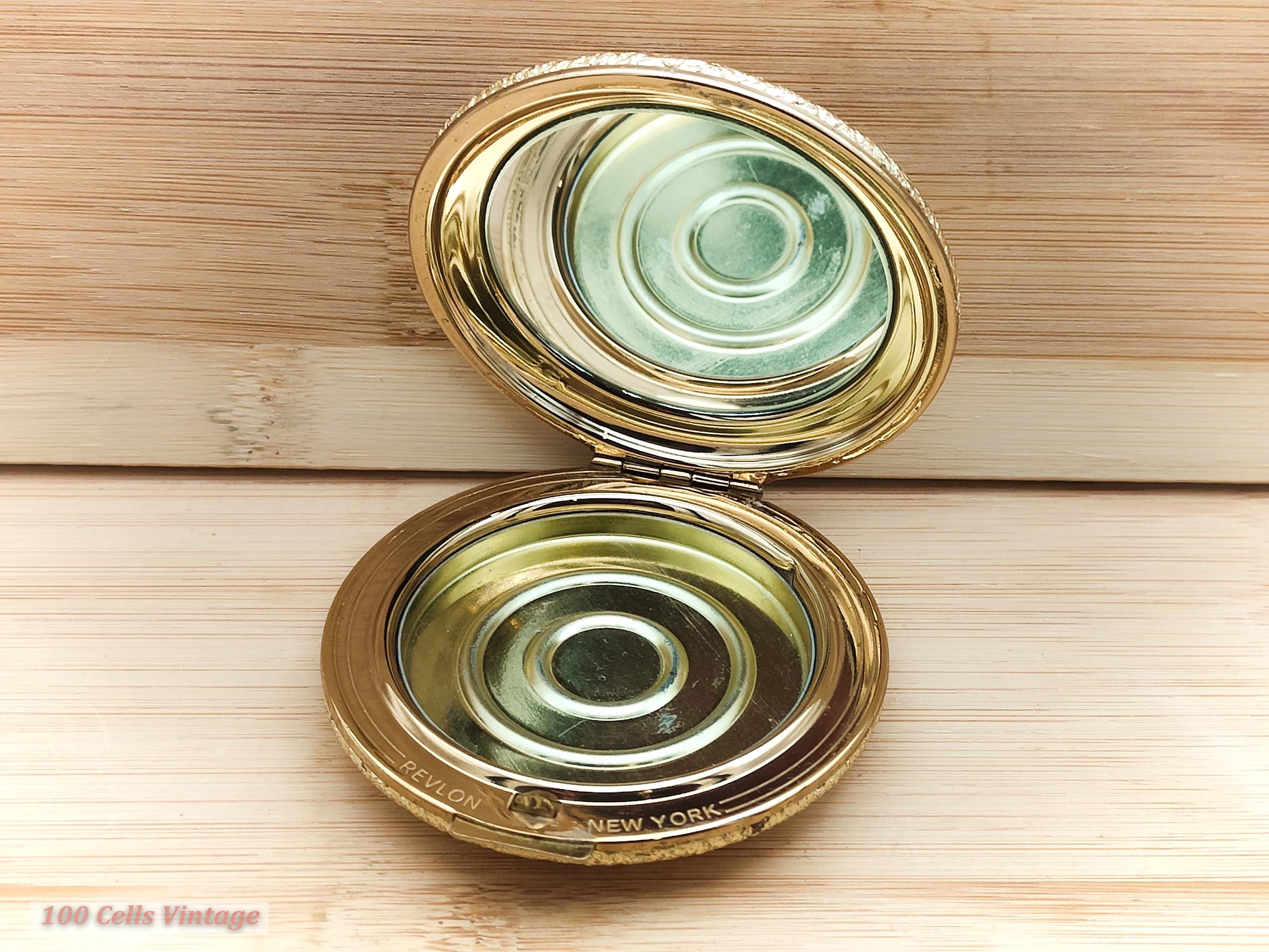 Revlon Textured Gold Turn-vintage Ladies Powder Compact-1pi
