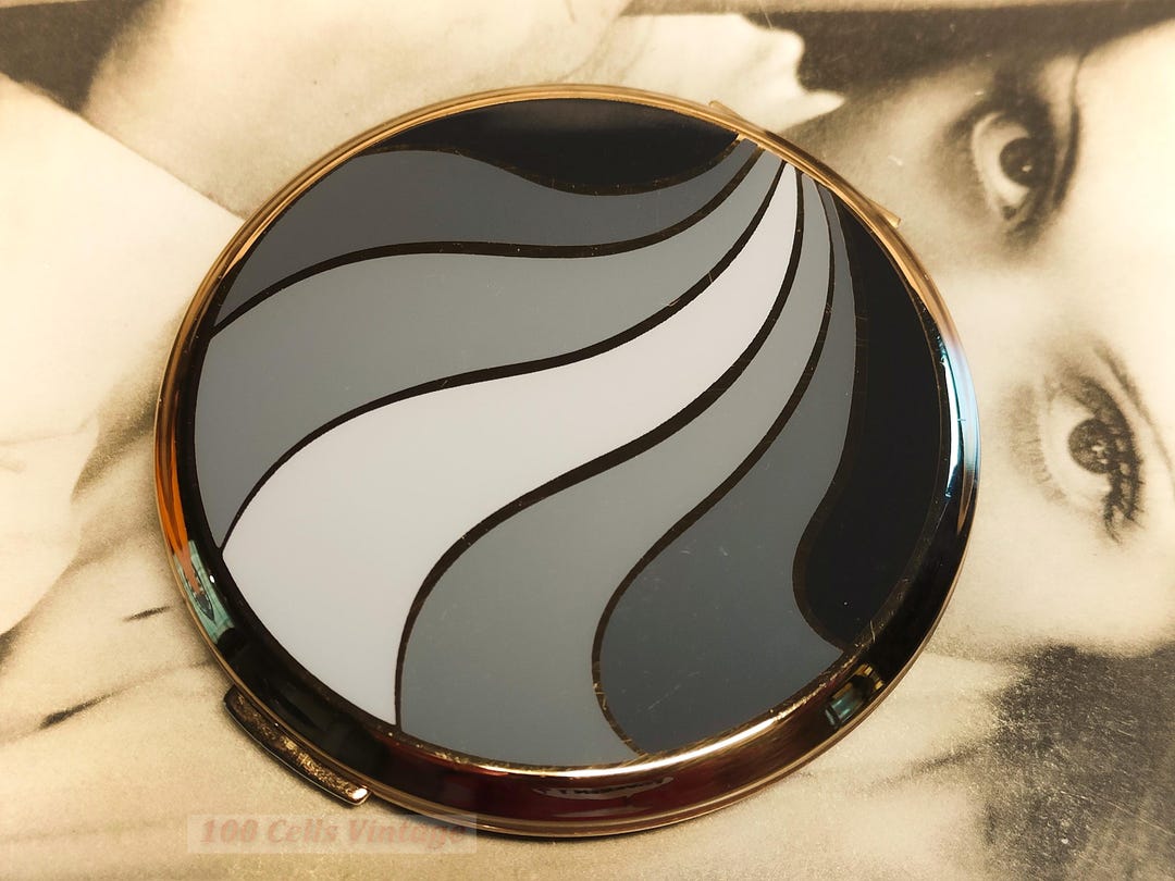 Stratton Grey and Black Pop Art Style Vintage Powder Compact: Makeup ...