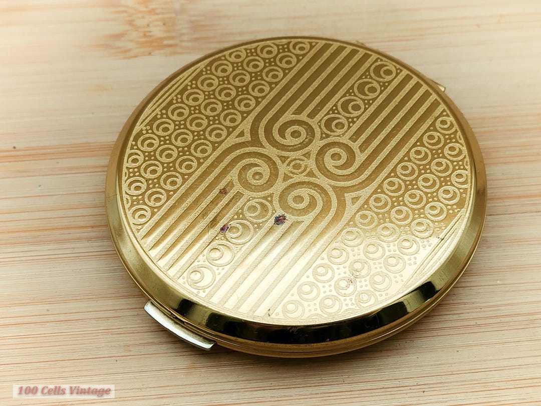 Patterned Gold Tone-vintage Make Up/powder Compact-1re, Compact Mirror ...