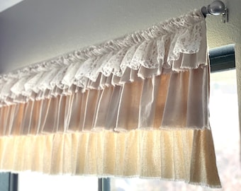 Custom Window Valance,Valance Multi Ruffles,Cafe Curtains,Drapes,Farmhouse curtain,Kitchen Valance,Boho Curtains,French Country,Cottage