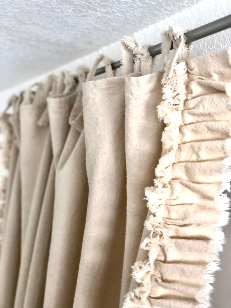 Custom Tie Top Curtains With Rufflesrustic Farmhouse Etsy