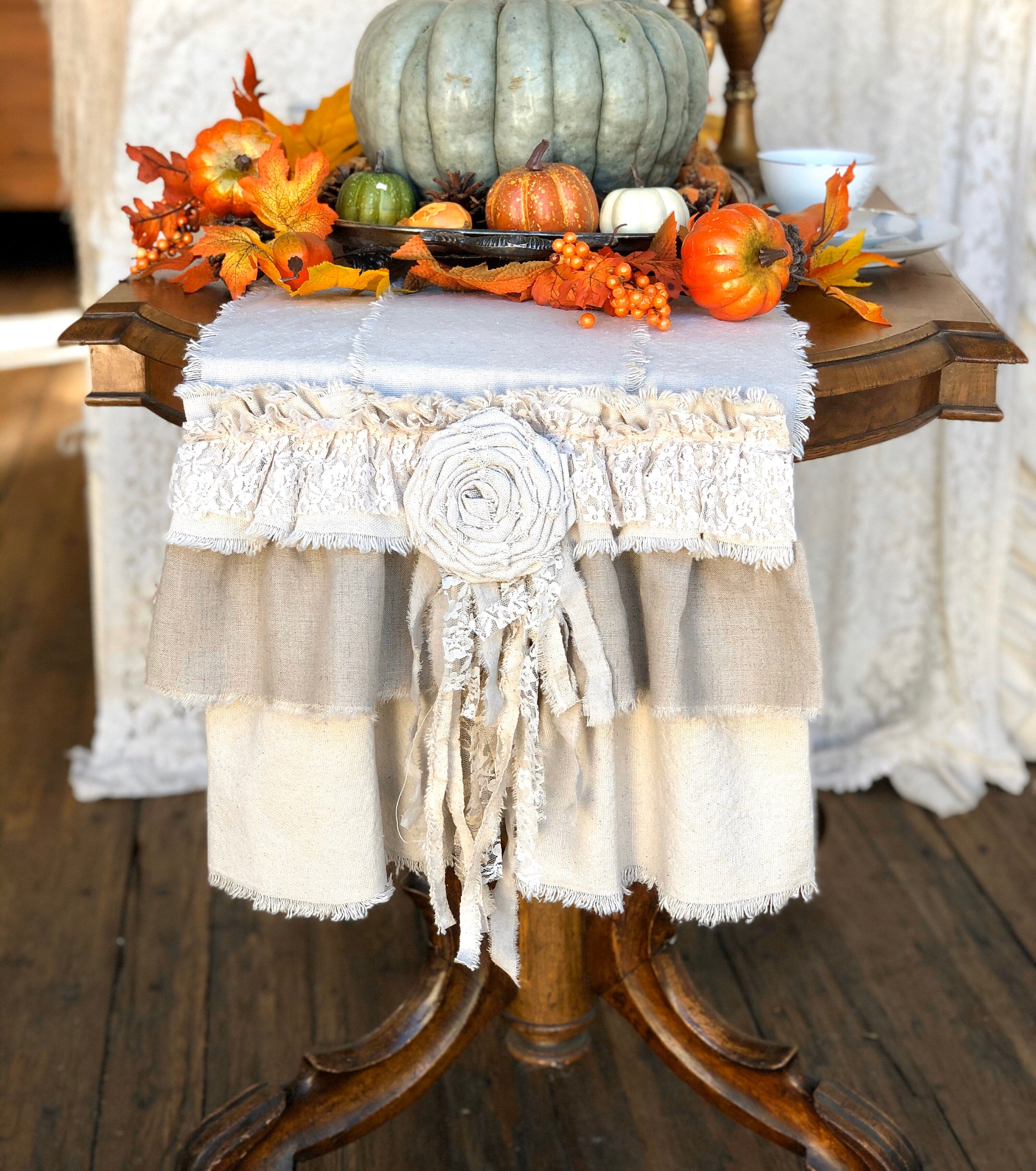 Custom Table Runner or Dresser Runner Multi Ruffle Ivory Linen Etsy