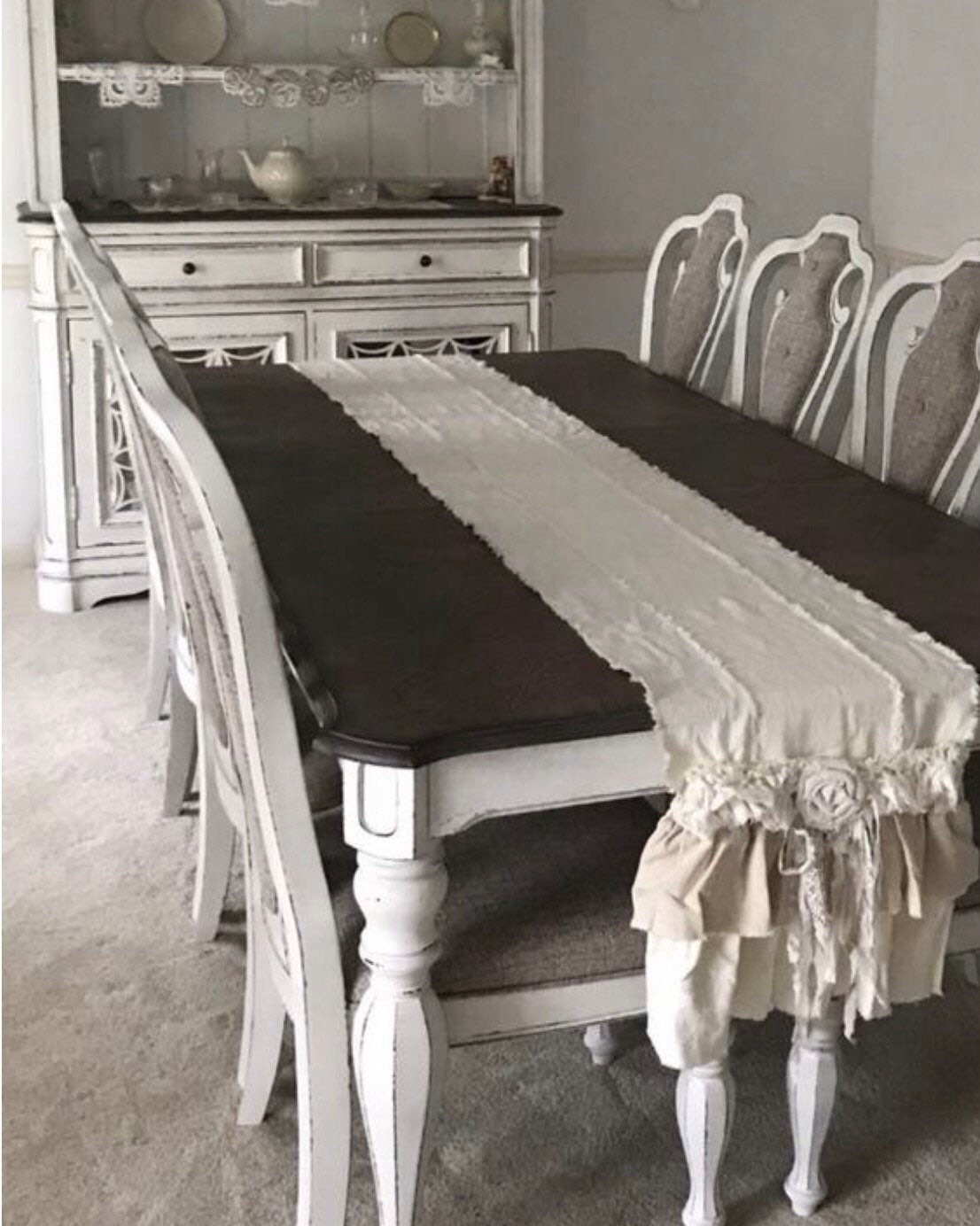 Custom Table Runner or Dresser Runner Multi Ruffle Ivory Linen Etsy