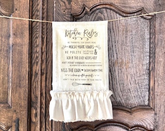 Unique Kitchen Towels with ruffles,Modern Farmhouse Tea Towel,Foodie Gift,Tansgiving Gift,Wedding,Shower,Fan Houstess,Cook,New Couple Gift