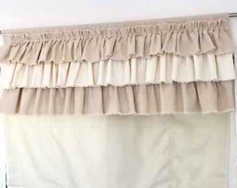 Custom Window Valance,Valance Multi Ruffles,Cafe Curtains,Drapes,Farmhouse curtain,Kitchen Valance,Boho Curtains,French Country,Cottage