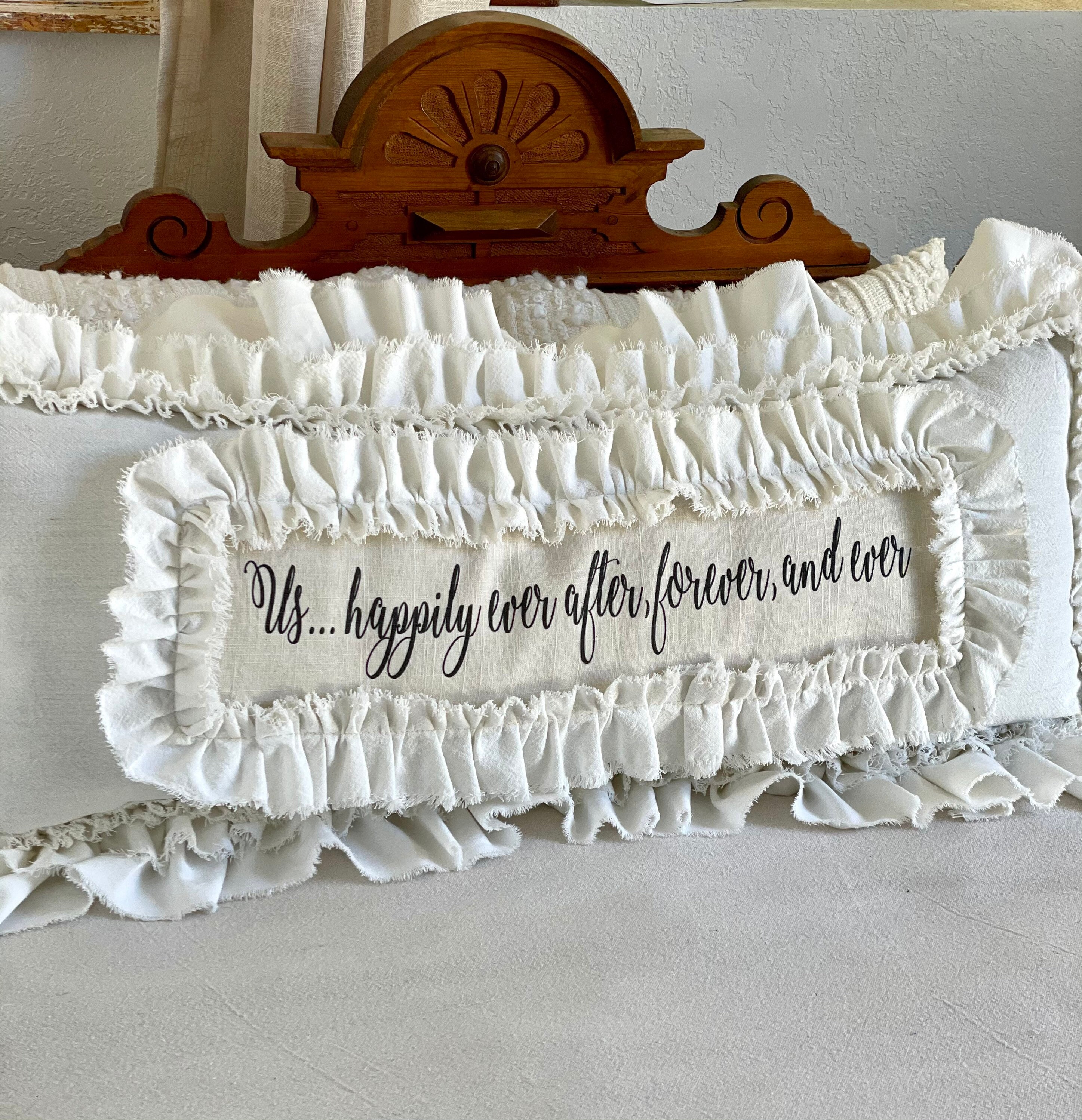 Custom Large Pillow Cover W Rufflescreamy Whitehuge Pillow Etsy