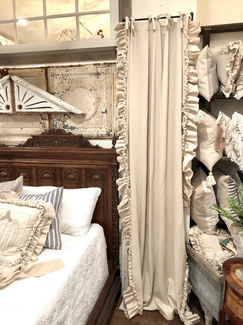 Custom Tie Top Curtains With Rufflesrustic Farmhouse Etsy