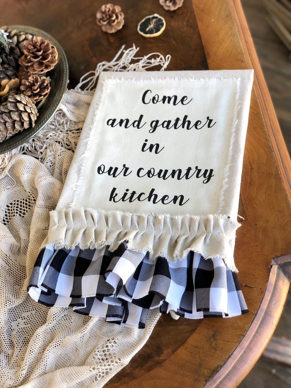 Unique Kitchen Towels With Ruffle,thankful,grateful,blessed,funny  Saying,farmhouse Tea Towel,wedding,fan Houstes,cook,foodie,new Couple Gift  