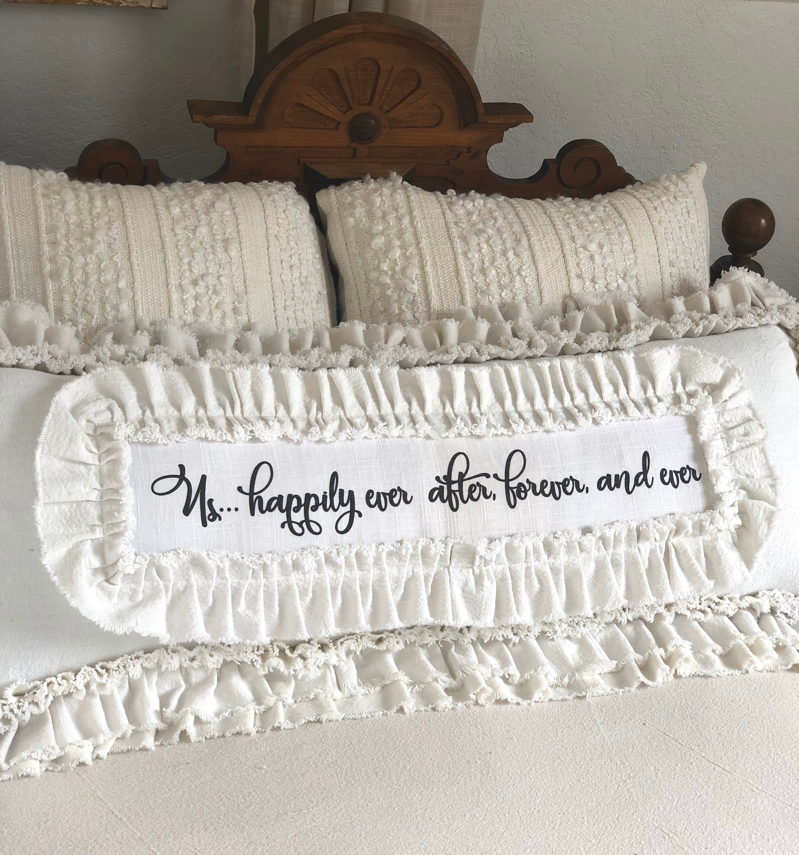 Custom Large Pillow Cover W Rufflescreamy Whitehuge Pillow Etsy