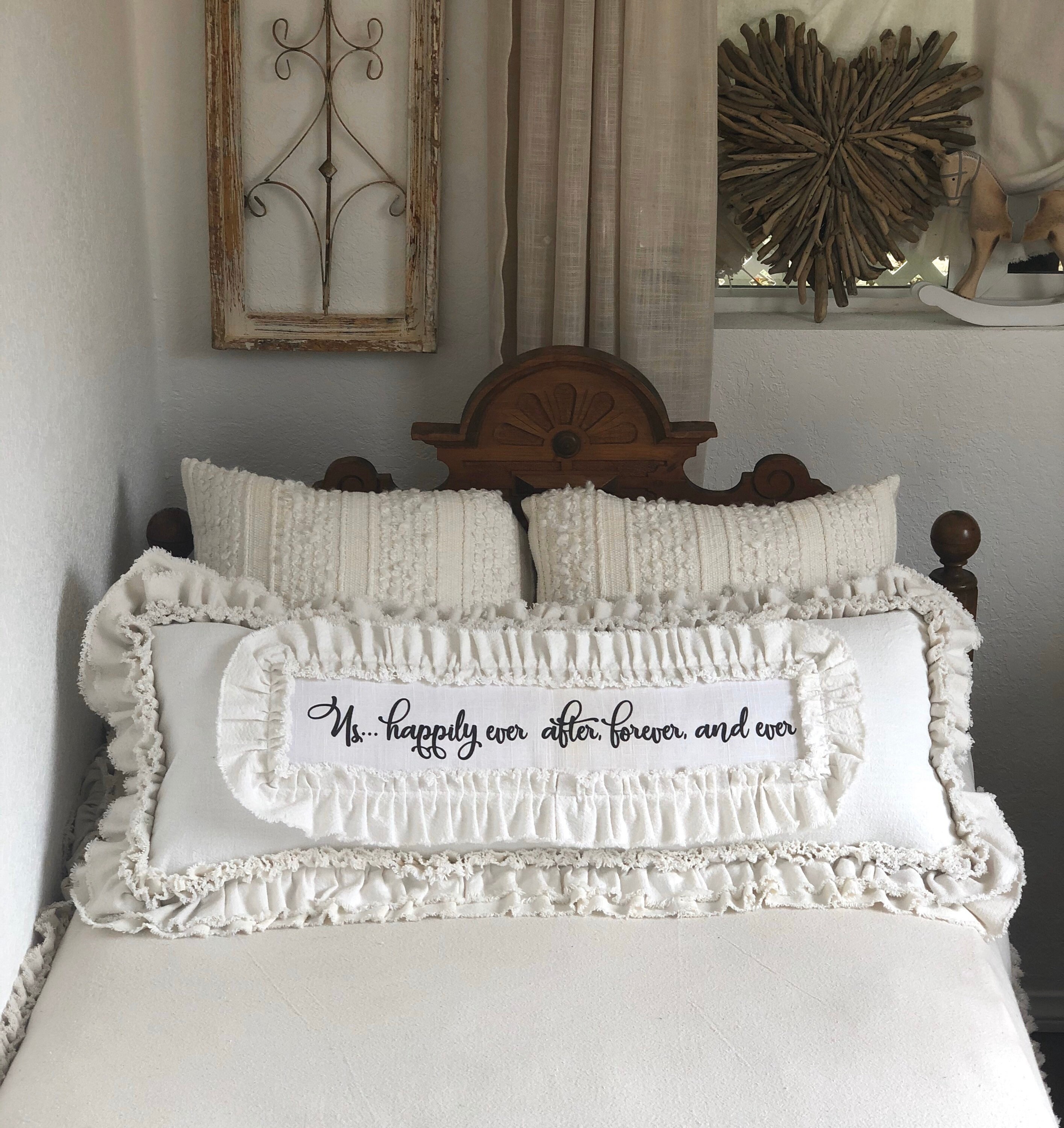 Custom Large Pillow Cover W Rufflescreamy Whitehuge Pillow Etsy