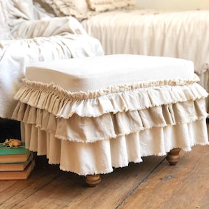 Custom Ottoman SlipCover,Square ottoman slipcover,Rectangle ottoman slipcover,Stool slip cover,farmhouse slip cover,dining bench slipcover