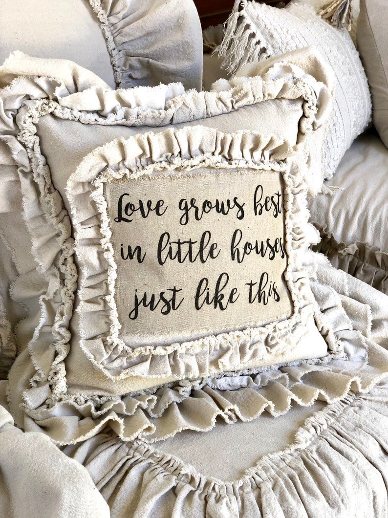 Custom Pillow Canvas Cover Case With Ruffles Sayings French Etsy