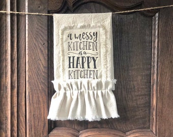 Unique Kitchen Towels with ruffles,Modern Farmhouse Tea Towel,Foodie Gift,Tansgiving Gift,Wedding,Shower,Fan Houstess,Cook,New Couple Gift