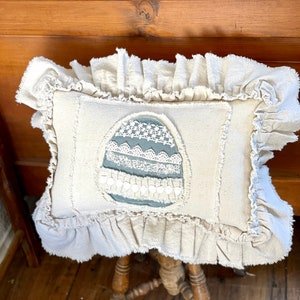 Custom Easter Egg,Pillow Cover with INSERT,with ruffles,Easter Pillow,20”x14”, French Country Pillow,Farmhouse pillow,Birthday Gift
