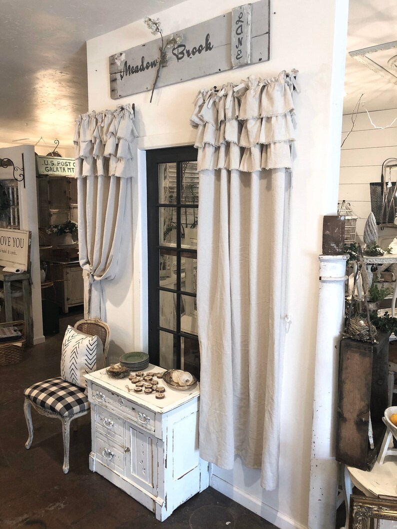 Custom tie top curtains with rufflesRustic Farmhouse Etsy