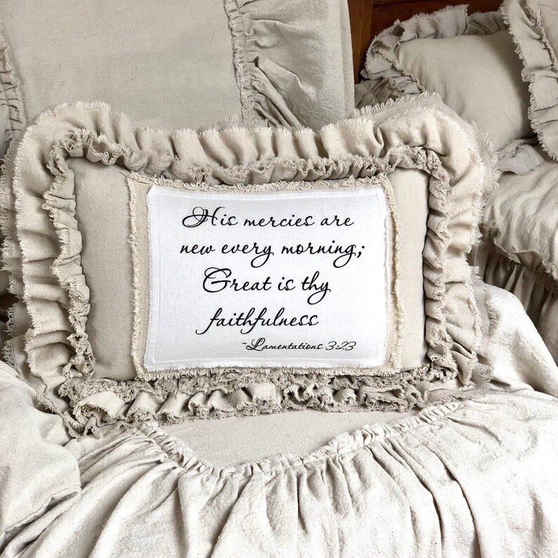 Custom Pillows Cover with Sayings Case w RufflesHis Mercies Etsy