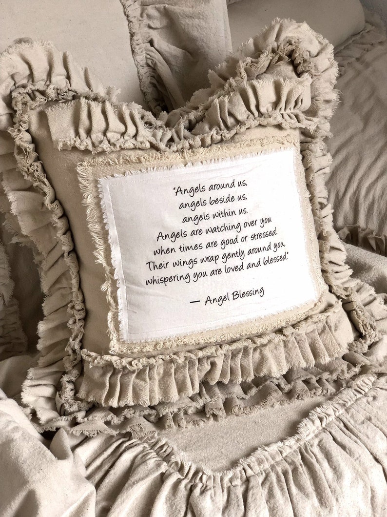 Canvas Custom Pillows With Sayings Case W Ruffles Angel Etsy