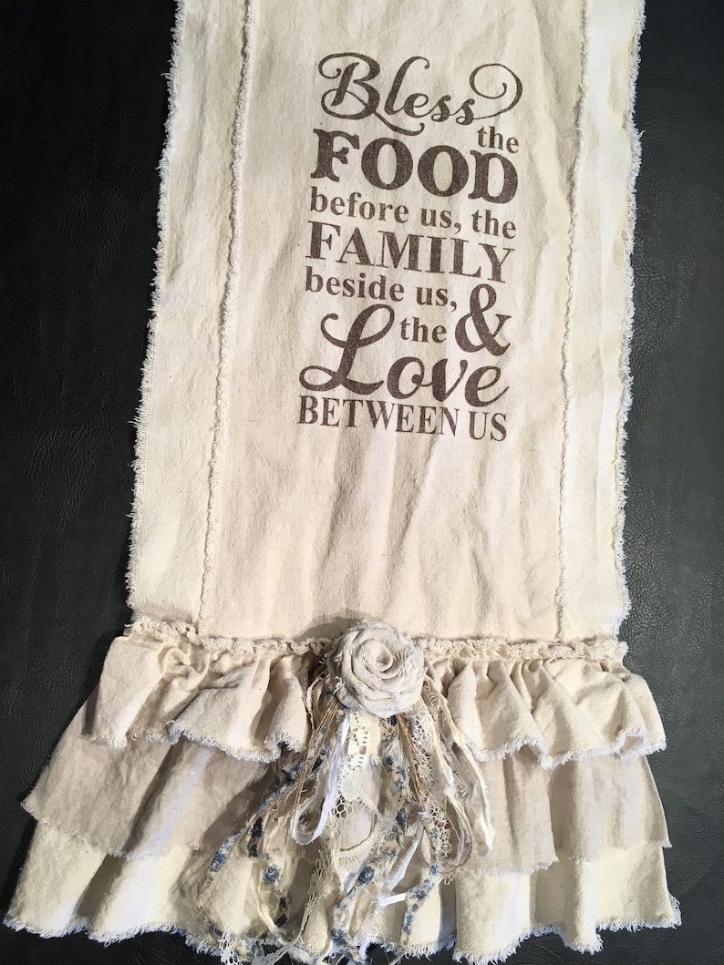 Custom Table Runner with Sayings multi ruffle ivory linen Etsy