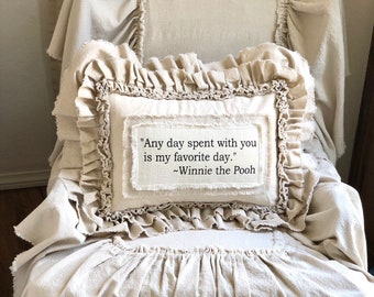 Custom Pillows Cover with Sayings,Ruffles,Any day spent with you,Shabby,French Country,Farmhouse pillow,Gift for Friends,Anniversary gift