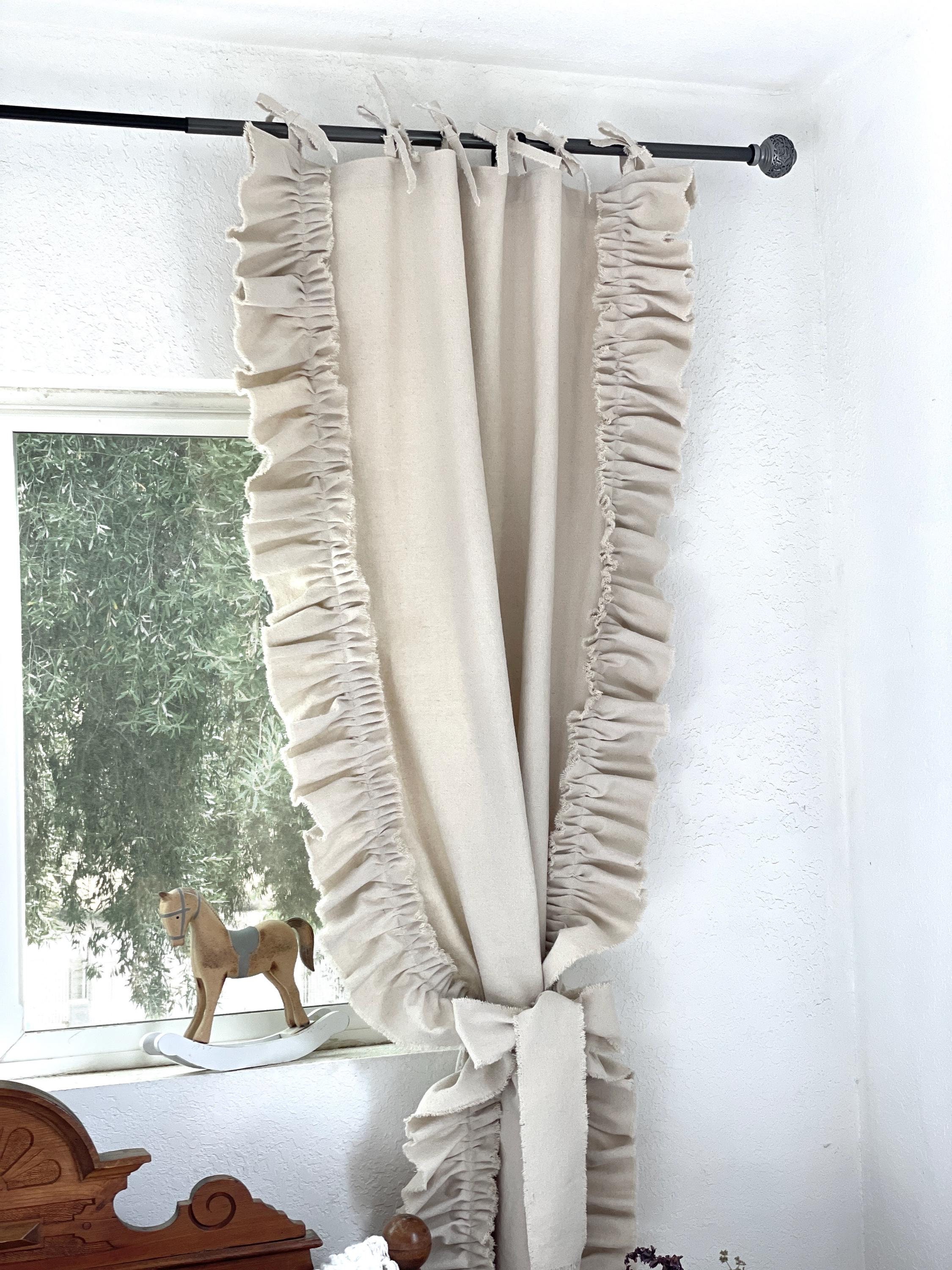 Custom Tie-top Curtains Panel With Ruffles|farmhouse,boho,shabby Style ...