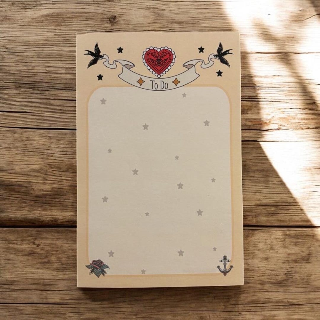 Traditional Tattoo Notepad | 4x6 To-do List Pad | Nautical Stationery ...