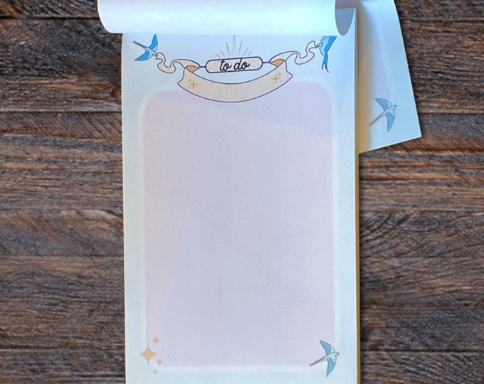 Whimsical Fairytale To-Do List Notepad – Bluebird Stationery for Magical Daily Tasks | 4x6 Checklist Pad, 25 Sheets, Joyful Gift for Fans