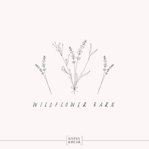 Premade Logo, Floral Logo, Wildflower Logo, Flower Logo, Florist Logo, Bohemian Logo, Simple Logo, Pretty Logo, Hand Drawn Logo