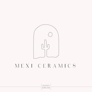 Premade Logo, Keramisch Logo, Woestijn Logo, Cactus Logo. Cactussen Logo, Sun Logo, Boho Logo, Handgemaakte Logo, HandGetekende Logo, Westerse Logo