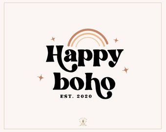 Premade Logo, Hand Drawn Logo, Rainbow Logo, Boho Logo, Desert Logo, Whimsical Logo, Retro Logo, Hippy Logo, Kids Logo, Boutique Logo, Star