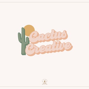 Logo prefabbricato, Logo disegnato a mano, Logo Cactus, Logo retrò, Logo del deserto, Logo del sole, Logo del fumetto, Logo funky, Logo creativo, Logo a colori