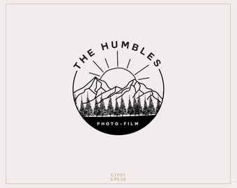 Premade Logo, Mountain Logo, Nature Logo, Outdoor Logo, Photography Logo, Film Logo, Hand Drawn Logo, Round Logo, Hipster Logo