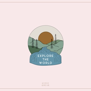 Vorgefertigtes Logo, handgezeichnetes Logo, Natur Logo, See Logo, Explore Logo, Adventure Logo, Elopement Logo, Reiselogo, Baum Logo