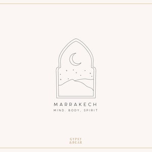Logo prefabbricato, Logo disegnato a mano, Logo Boho, Logo Boheme, Logo marocchino, Logo del deserto, Logo di lusso, Logo della luna