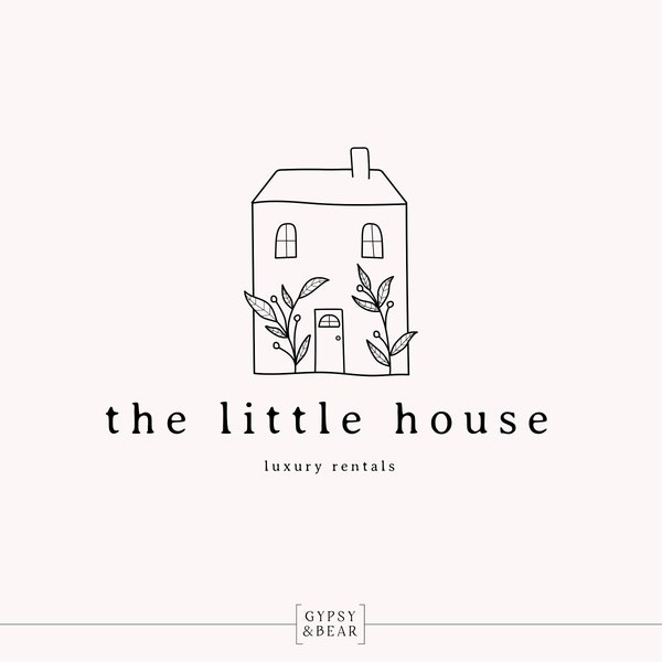 Premade House Logo, Hand Drawn Logo, Cottage Logo, Air B&B Logo, Rental Logo, House Logo, Greenhouse Logo, Floral Logo, Hotel Logo